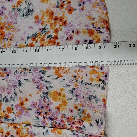 H&M Linen Floral Cropped Boxy Shirt Women's Size Large - Picture 10 of 11